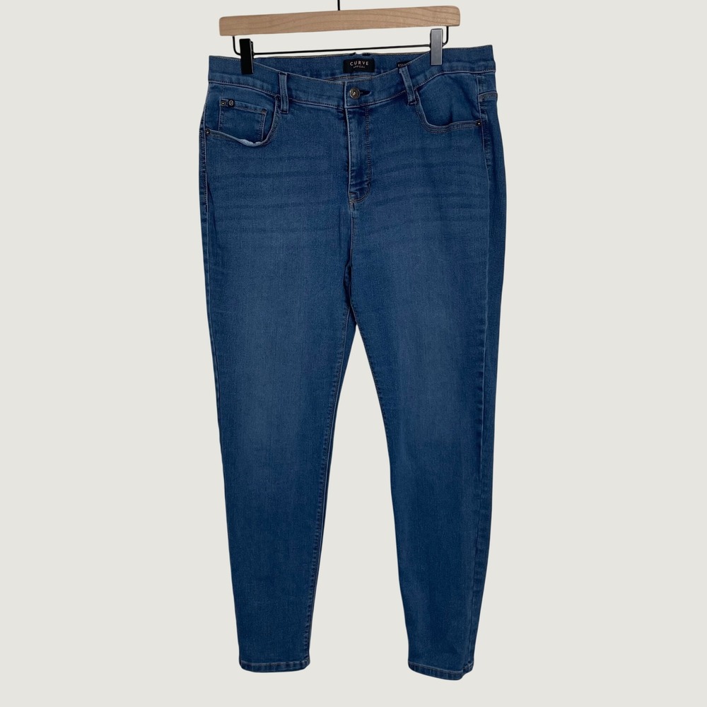 Curve Appeal Essential Skinny Jeans Womens 16/33 Blue High Rise Stretch Denim